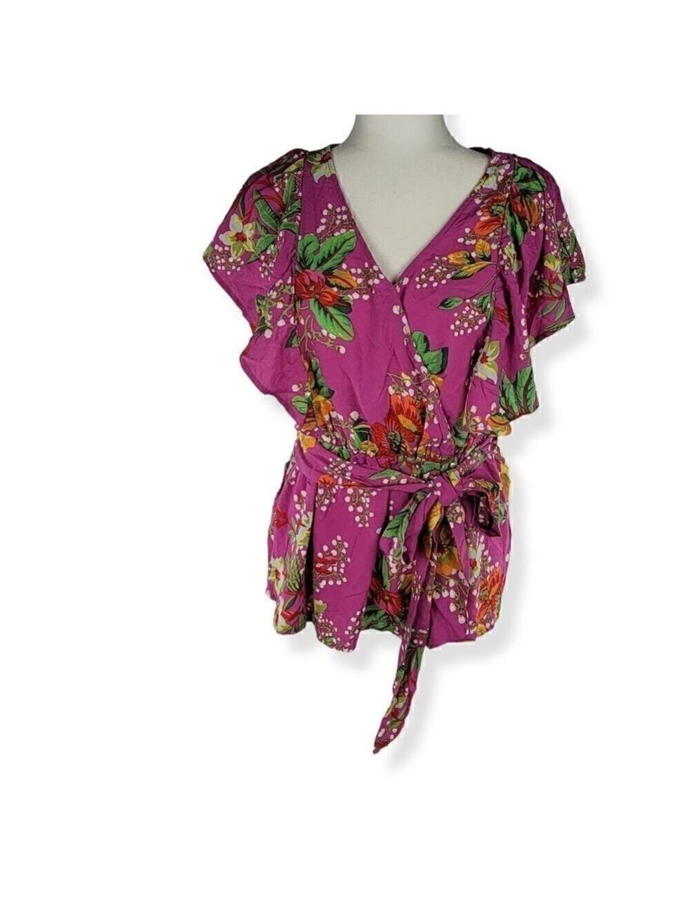 Rachel Zoe Floral Wrap Blouse Small